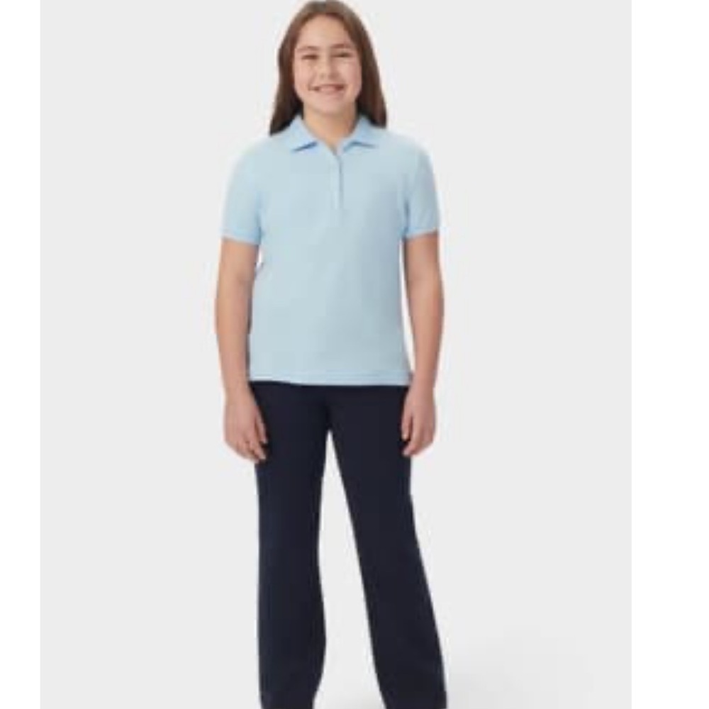 French Toast Short Sleeve Light Blue Picot Collar Polo Size Large 14/16 Plus NWT